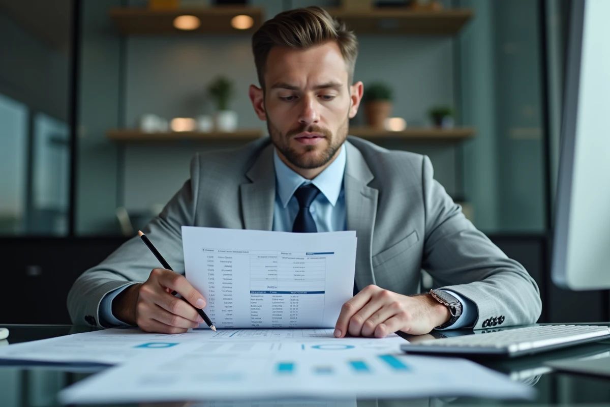 Analyste financier étudiant un rapport de rentabilité avec une marge bénéficiaire nette mise en évidence