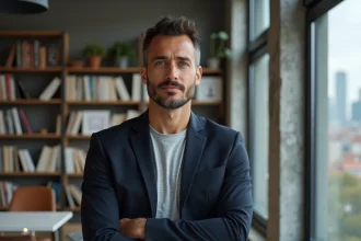 Thibault Richelme, directeur créatif influent, photographié dans un studio de design contemporain en 2025