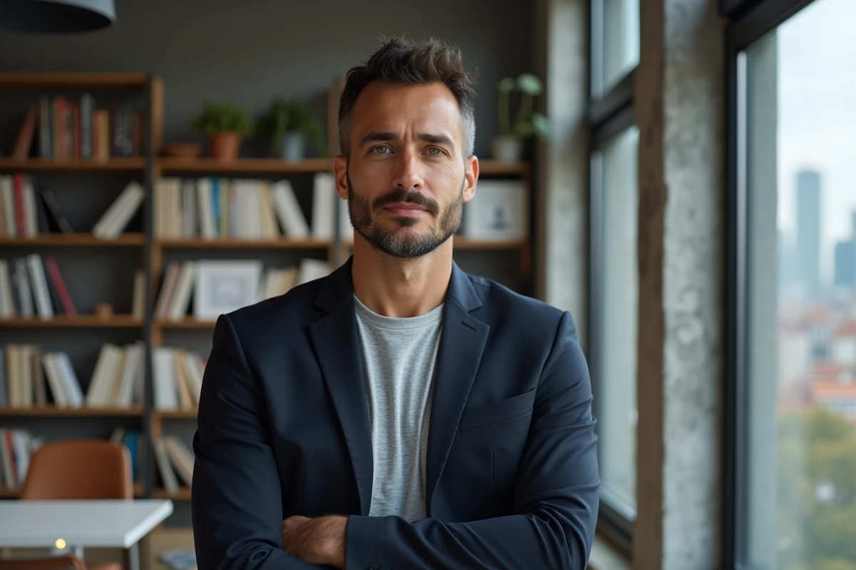 Thibault Richelme, directeur créatif influent, photographié dans un studio de design contemporain en 2025